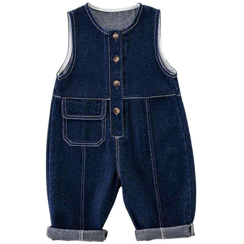 ベビー オーバーオール サロペット キッズ デニム やわらか ソフト ロンパース つなぎ ロングパンツ 長ズボン 春秋 普段使い お出かけ ブルー 欧米風 韓国