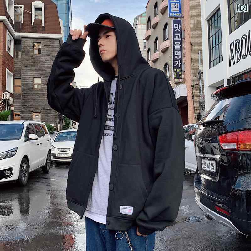 ジャケット メンズ 春秋 フード付き カジュアル スタジャン パーカー ジップアップ ブルゾン 韓国 ゆったり 無地 長袖 サイドポケット ポリエステル 耐久性
