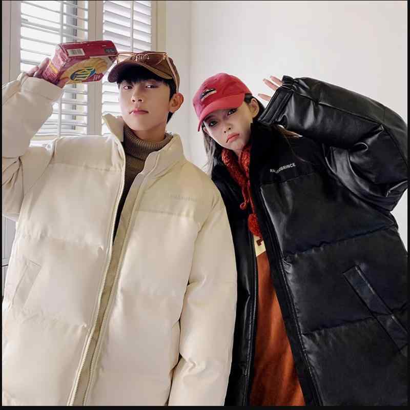 中綿ジャケット メンズ 男女兼用 ペアルック カップルコーデ スタンドカラー 切り替え ゆったり オーバーサイズ ビッグサイズ カジュアル 普段使い ストリート 厚手 ポリエステル 秋冬 アウター アイボリー 黒 ブラック