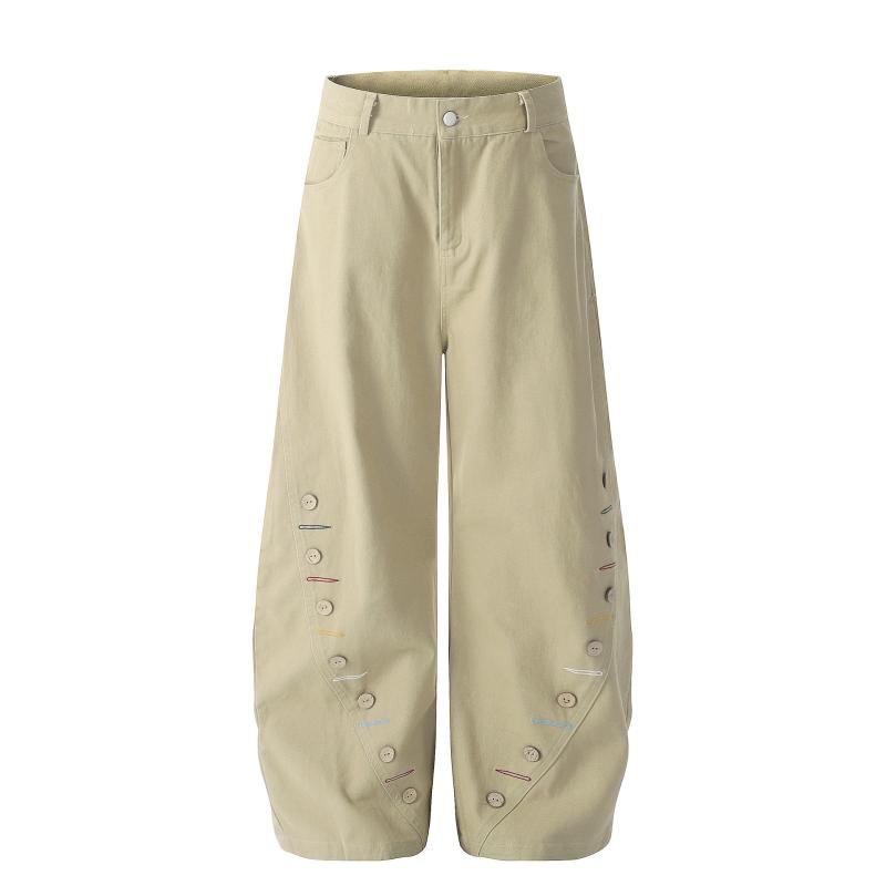 デニムパンツ メンズ ルーズフィット ストレート 綿 ノンストレッチ アメリカンレトロ ヴィンテージ風 カーブシルエット 多ボタン 夏物 カジュアル 普段使い