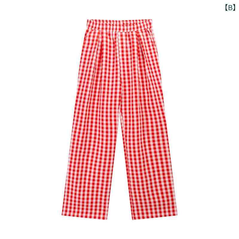 ワークパンツ ユニセックス アメリカンレトロ チェック柄 ワイド ルーズ ゆったり ストレート カジュアル 普段使い ポリエステル 通気性 春夏 ロング丈