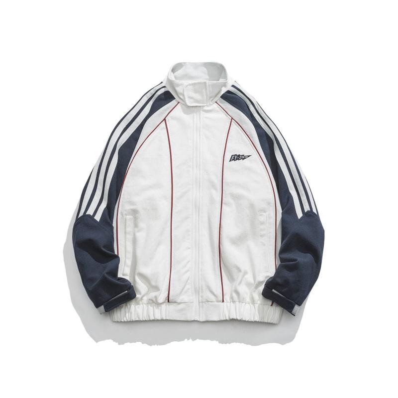 ・機能: 吸湿速乾・カテゴリ: ジャケット・スタイル: ストリート・ネックライン: スタンドカラー・シルエット: ルーズフィット・前立て: ジッパー・対象: 成人・主な素材: 綿・着用シーン: 日常・裾: ストレート・着丈: ミドル丈・カラー展開: ホワイト・サイズ展開: M, L, XL, XXL・対象性別: メンズ