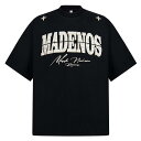 Tシャツ ユニセックス 男女兼用 ペアルック ストリート系 アメカジ アメリカンヴィンテージ風 Mロゴ刺繍 反転 半袖 クルーネック ゆったり オーバーサイズ ドロップショルダー コットン 春夏 黒 白 青