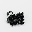 ブローチ レディース 女性用 手作り 黒い白鳥 モチーフ 高級感 おしゃれ コサージュ ピン ファッション小物 服のズレ防止 亜鉛合金 電気メッキ加工 ブラック 通勤 オフィス カジュアル