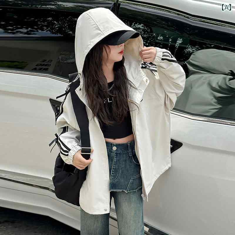 ジャケット ガールズ ジュニア 春秋 韓国 カジュアル おしゃれ トレンド フード付き ジップアップ 長袖..