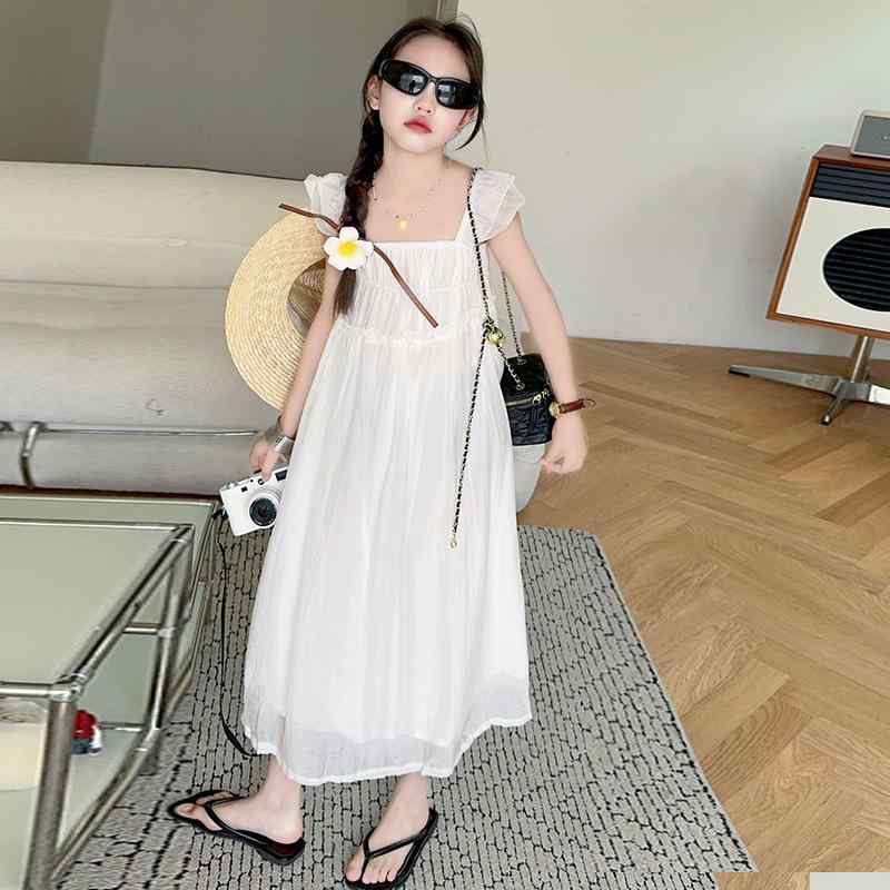 ワンピース 女の子 ガールズ フリル袖 かわいい スウィート プリンセスドレス ジュニア ハイウエスト ..