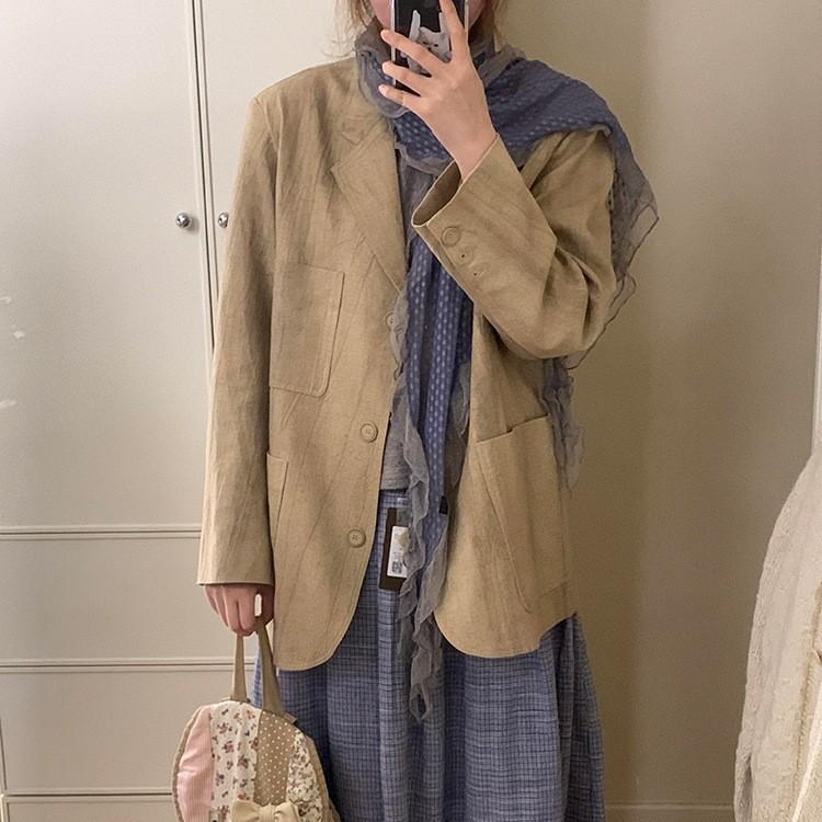 スカーフ レディース 春夏 ナイロン レース素材 くすみグレー ブルー ドット柄 メローフリル ロング丈 ..