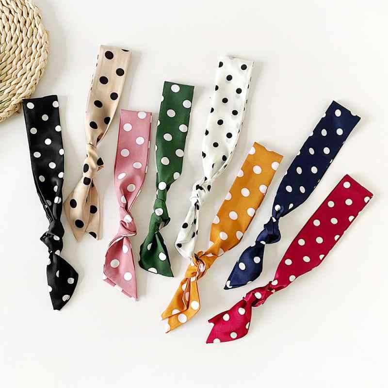スカーフ レディース ドット柄 リボンタイ 細長 春 首元 ヘアアクセ 高級感 シンプル カジュアル オフ..