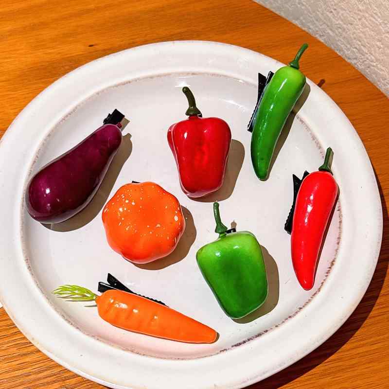 ヘアクリップ レディース 韓国 インスタ映え フェイク フルーツ フード サイドクリップ おもしろ ユニ..