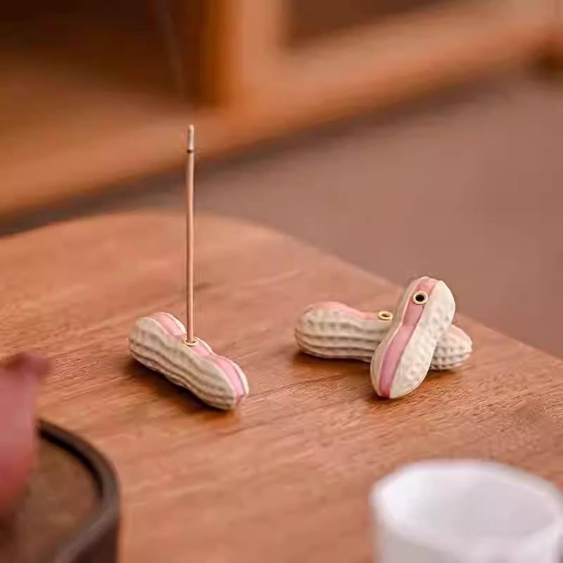 香立て ピーナッツ型 モダン 禅風 シンプル おしゃれ ユニーク 樹脂製 線香 香炉 アロマ 卓上 置き物 ..