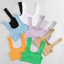 ブラトップ レディース ナイロン リブ スクエアネック ショート丈 吸湿速乾 ストレッチ ヨガ フィットネス スポーツ インナー 快適