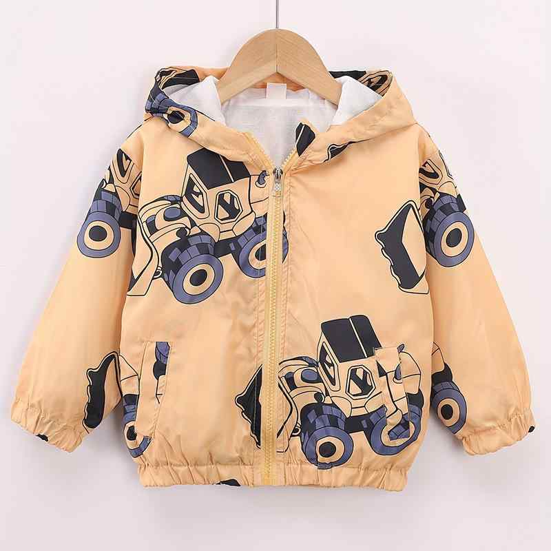 ウインドブレーカー キッズ 男女兼用 秋 かわいい クマ キャラクター 長袖 防風 フード付き マウンテンパーカー ジップアップ ポリエステル 普段使い アウトドア イエロー(4)