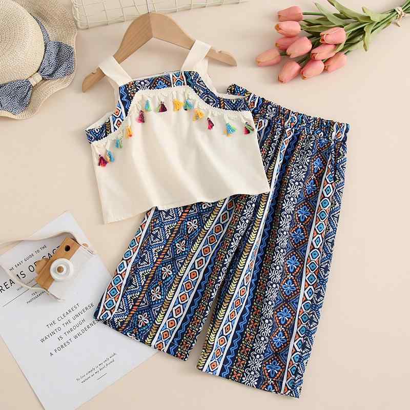 キッズ 女の子 セットアップ 夏物 レース 刺繍 スクエアネック ノースリーブ チュニック ふんわり ミニ..