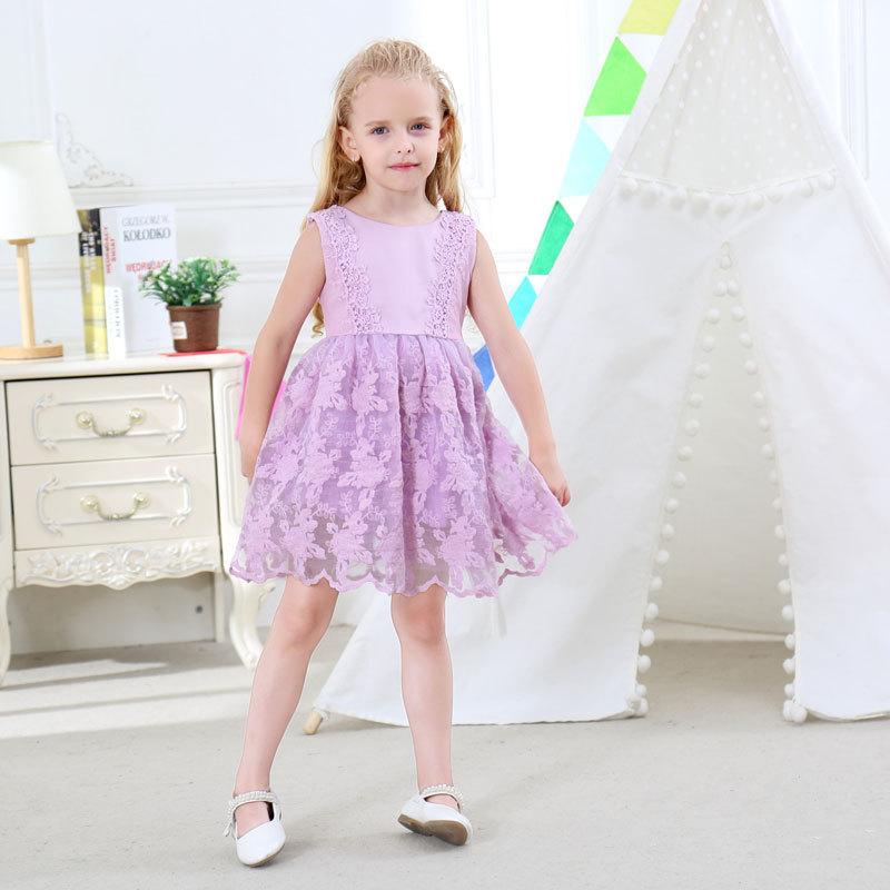 ワンピース 女の子 春夏 レース キャミソール プリンセス 刺繍 綿 コットン ノースリーブ ドレス かわ..