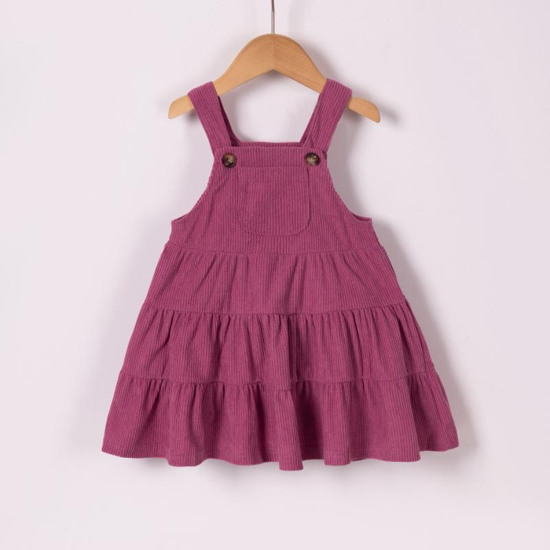 ジャンパースカート 女の子 女児 キッズ 子供服 ノースリーブ コーデュロイ ポリエステル 無地 カジュアル サロペット風 ワンピース 普段使い オールシーズン 80cm 90cm 100cm 110cm 120cm ローズピンク ブラウン 茶