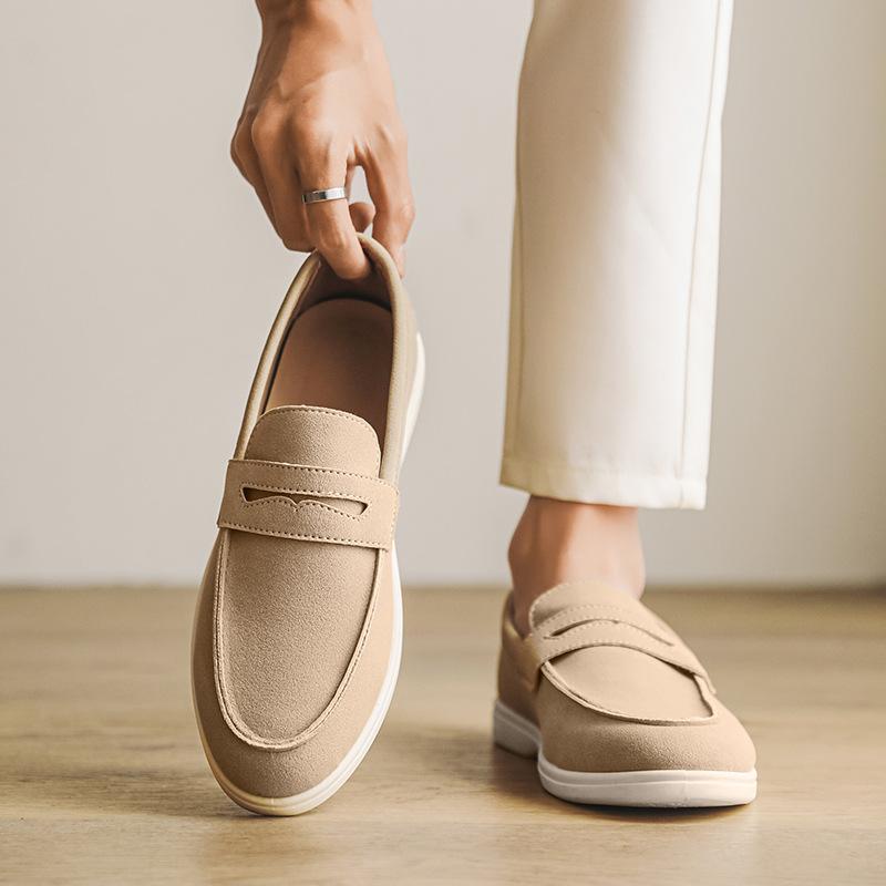 ドライビングシューズ メンズ 男性用 スエード スリッポン モカシン ローファー カジュアル 通気性 ラウンドトゥ 低ヒール フラットヒール ラバーソール 合成皮革 裏地 ブラウン ブラック スカイブルー ベージュ 春夏