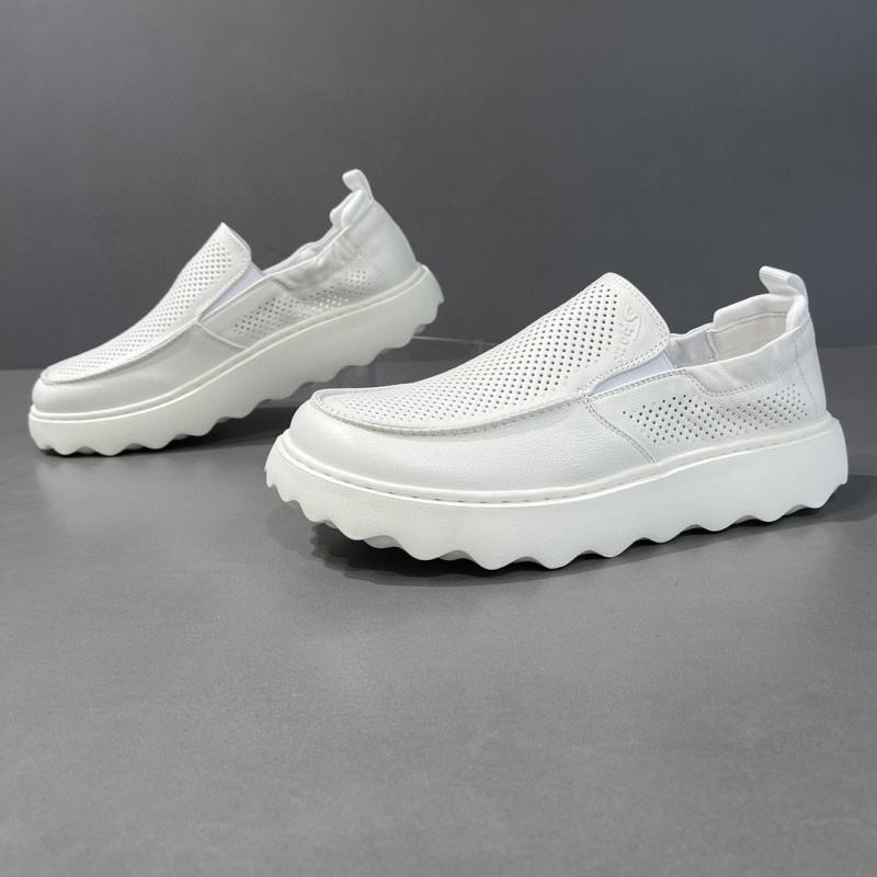 ローファー メンズ 厚底 プラットフォームソール スリッポン 本革 牛革 パンチング 通気性 夏用 旅行 カジュアル 普段使い タウンユース ラウンドトゥ