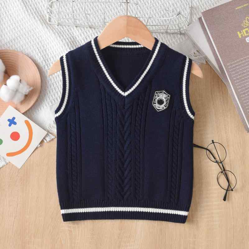 ベスト キッズ 男の子 女の子 男女兼用 ニットベスト コットン 綿 スクール風 プレッピー 韓国 無地 春..