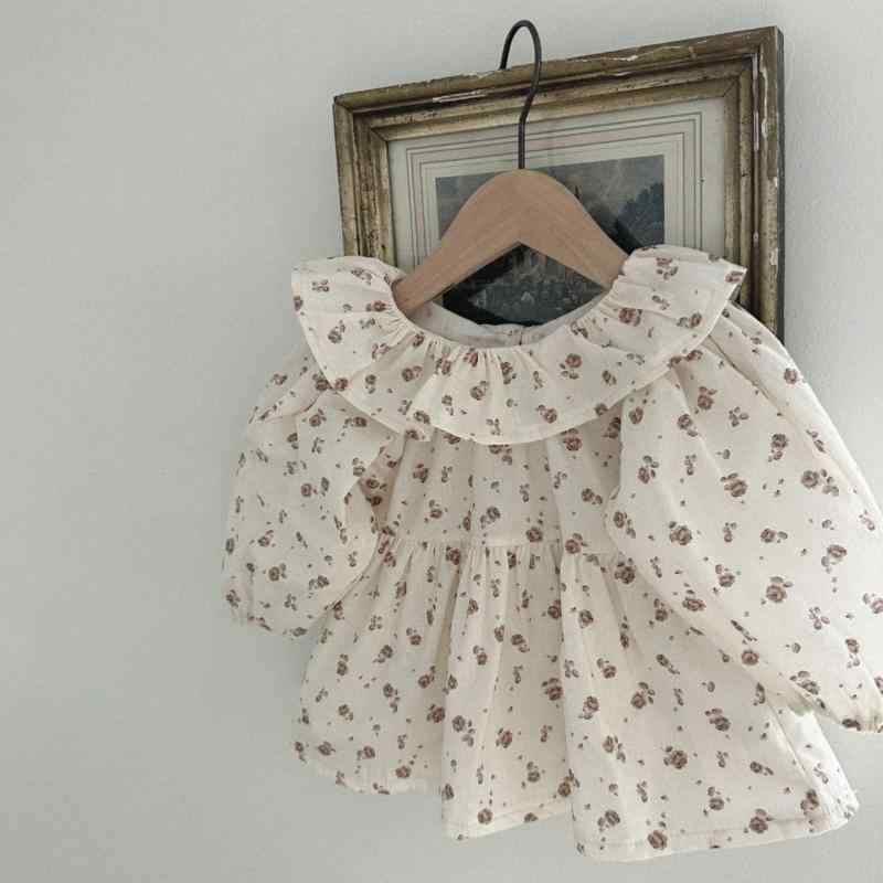 ブラウス ベビー キッズ 女の子 秋 長袖 小花柄 フリル襟 ドーリー Aライン コットン 綿 柔らか ナチュ..