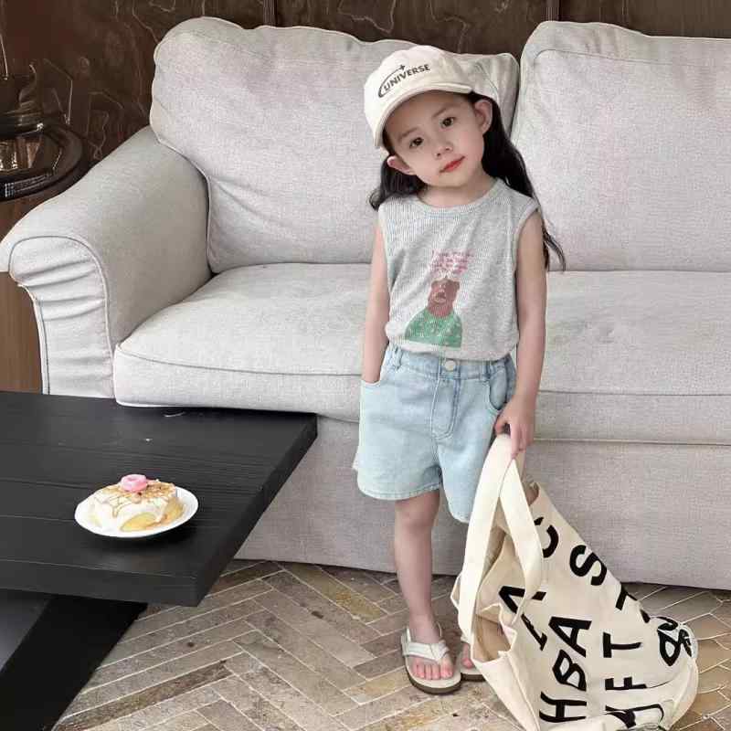 ベスト 女の子 キッズ 子供 女児 ニット ゆったり クマ プリント タンクトップ Tシャツ トップス 韓国 ..