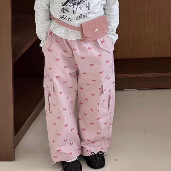 カーゴパンツ キッズ 女の子 子供服 ベビー 韓国 おしゃれ かわいい リボン ゆったり ルーズ 綿 コット..
