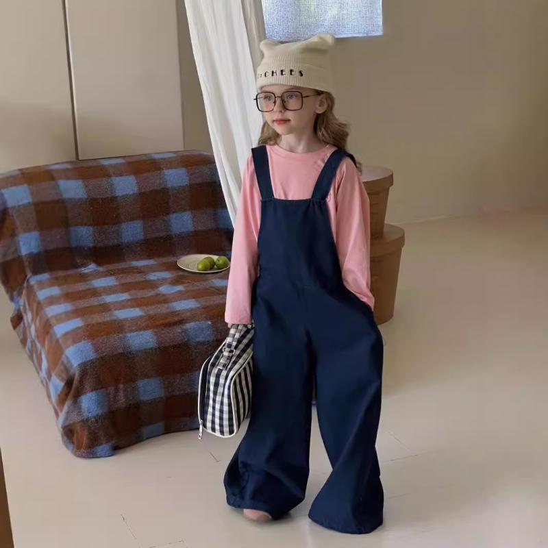 オーバーオール 女の子 キッズ デニム サロペット 綿 コットン 柔らかい ゆったり ルーズ ロング丈 ウ..