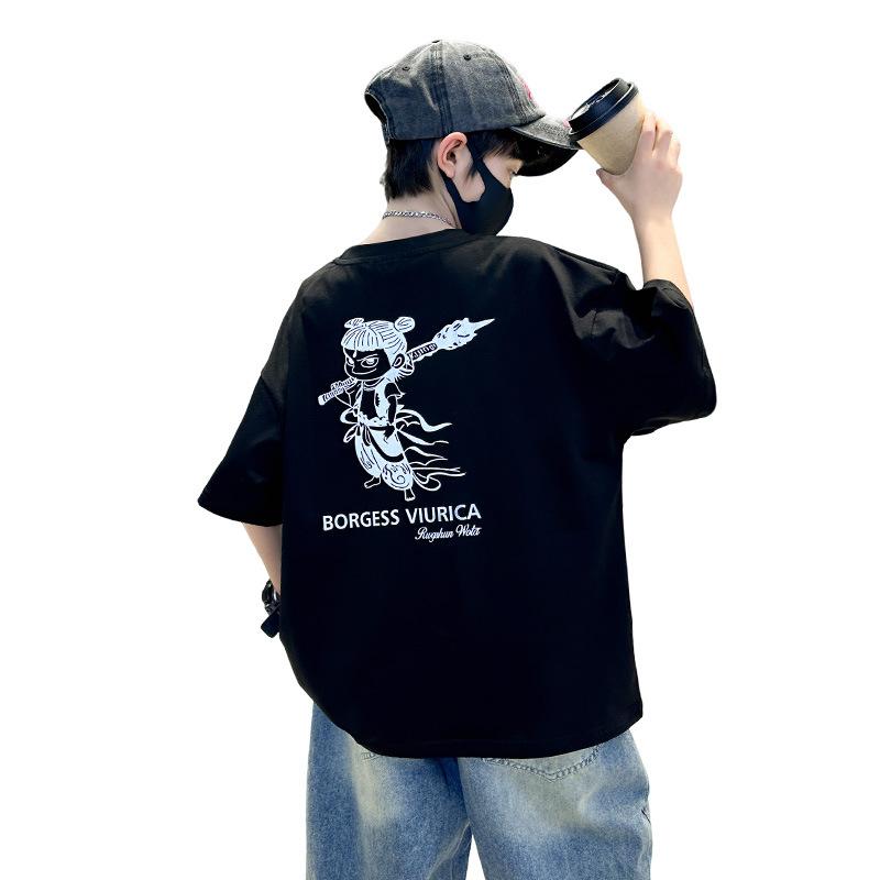 Tシャツ 男の子 ニット 光反射 半袖 クルーネック 綿 吸湿速乾 柔らか素材 韓国 カジュアル 普段使い ..