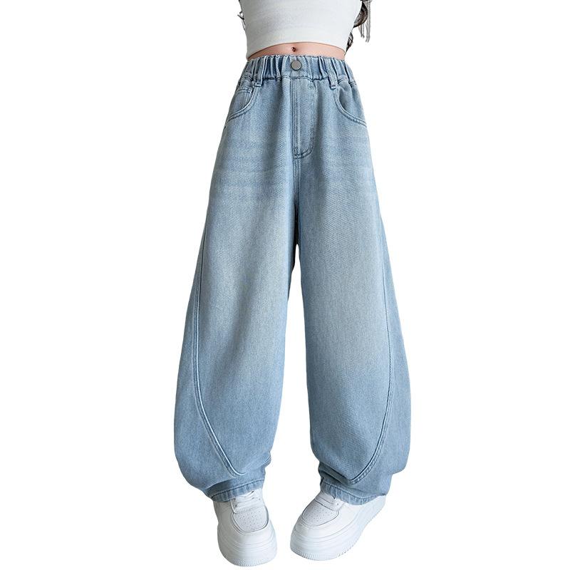 デニムパンツ 女の子 ガールズ キッズ ジュニア ワイド カーブシルエット バナナシルエット 韓国ファッ..