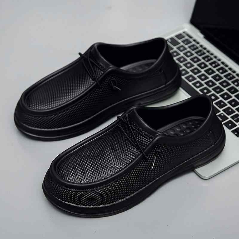 シューズ メンズ 男性用 ローファー スリッポン フラットシューズ 軽量 防水 耐摩耗 通気性 快適 ラウンドトゥ 無地 EVA素材 厨房作業靴 業務用 大きいサイズ ビッグサイズ 夏 サマー