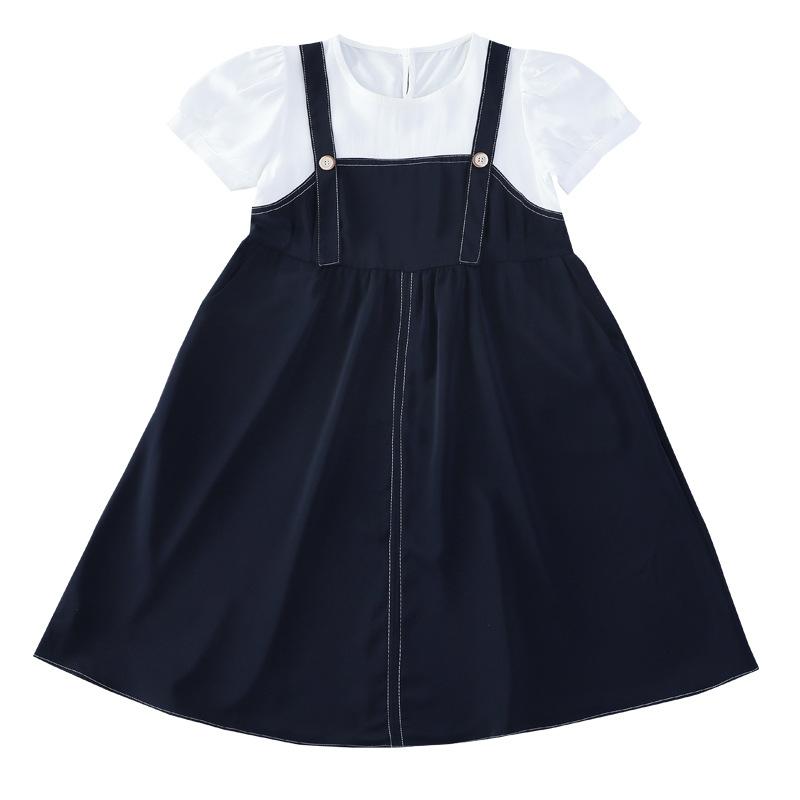 ワンピース 女の子 ガールズ ジュニア 春夏 かわいい おしゃれ 韓国 フェイクレイヤード ジャンパース..