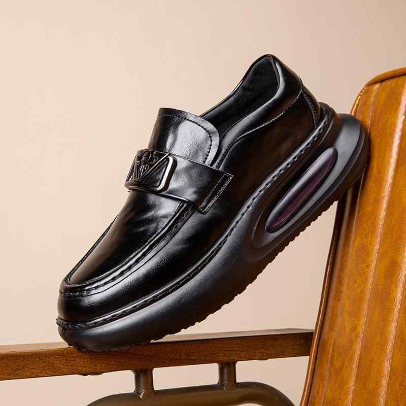 ローファー メンズ 本革 牛革 ビジネス カジュアルシューズ 厚底 シークレット 通気性 クッション性 スリッポン ラバーソール 丸いつま先 低ヒール 春用 ブラック ブラウン