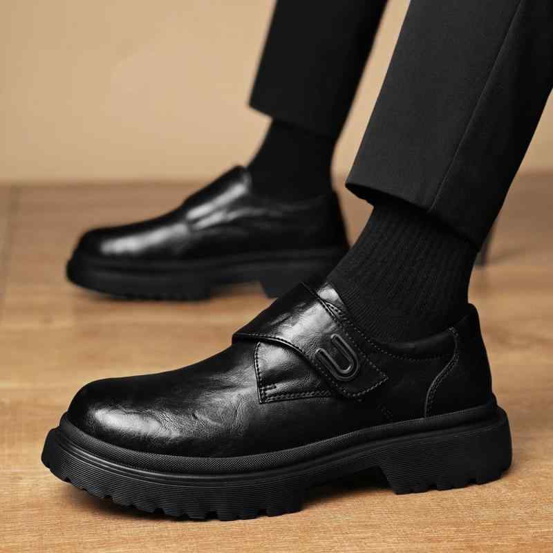 ローファー メンズ 男性用 厚底 スリッポン マジックテープ 通気性 メッシュ素材 配色 ステッチ 春夏 デイリーユース 身長アップ 耐摩耗性 ローカット ブラック ブラウン