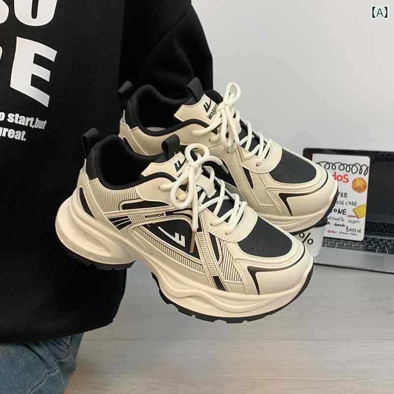 スニーカー メンズ ダッドスニーカー 厚底 春夏 トレンド おしゃれ カジュアル 普段使い PUレザー 耐摩耗性 無地 スポーツ レースアップ 軽量ソール ステッチ