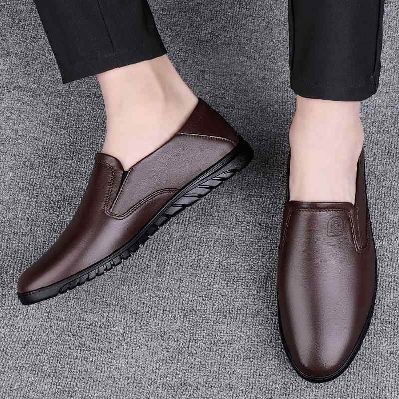革靴 メンズ スリッポン カジュアル ビジネス 本革 牛革 レザー ラウンドトゥ フラット ローヒール 履きやすい ソフトアッパー 透気性 防滑 衝撃吸収 中高年 父親向け