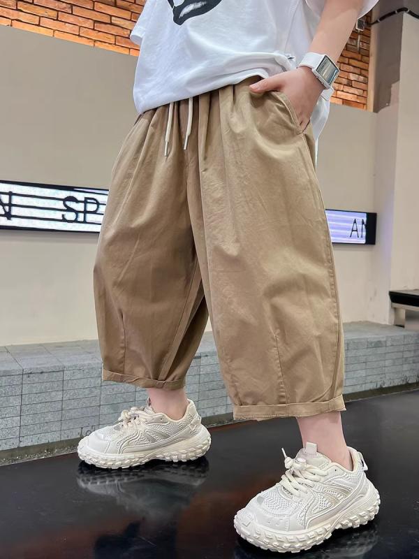 キッズパンツ 男の子 ジュニア 春夏 綿 コットン カジュアル ゆったり 七分丈 ショート丈 柔らかい ウ..