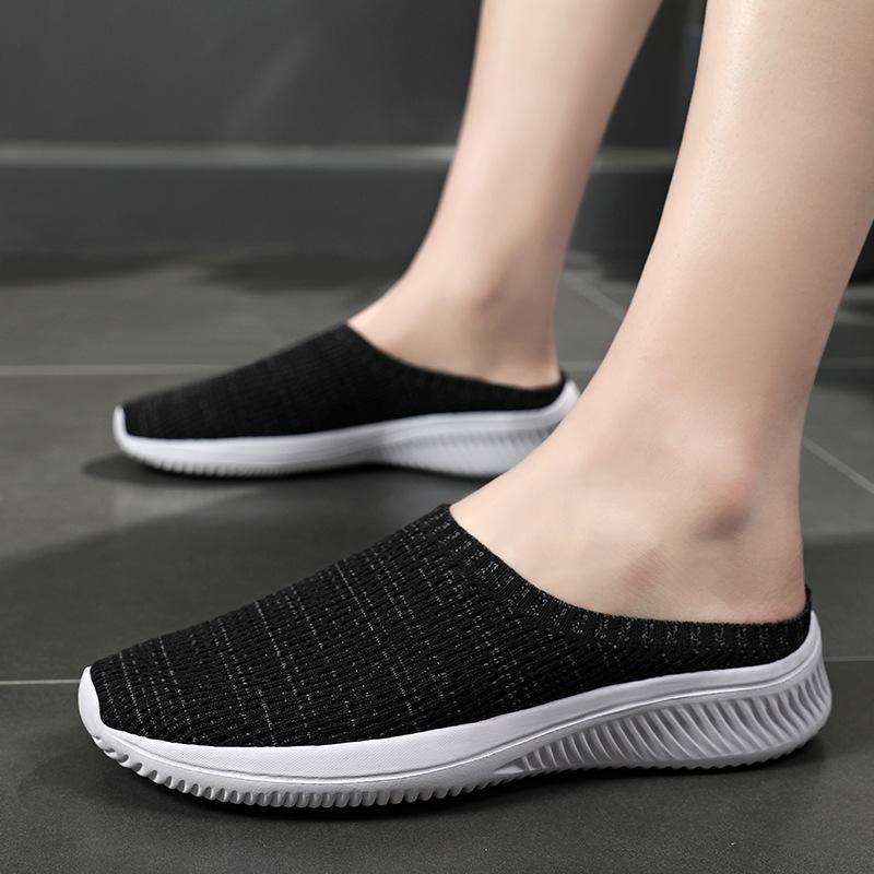 シューズ メンズ 春夏 スリッポン かかと無し バックレス ミュール 通気性 メッシュ フライニット 大きいサイズ 外履き スポーツ カジュアル 普段使い EVAソール