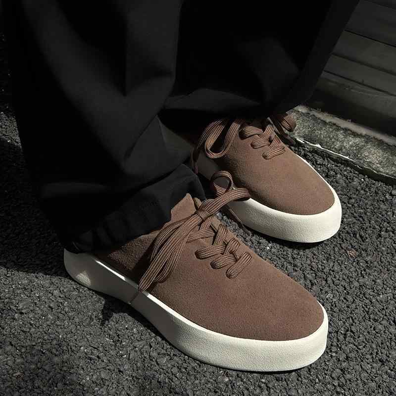 カジュアルシューズ メンズ 厚底 ローカット スエード レースアップ ソフトソール ゴム底 シンプル レトロ ファッション トレンド 浅履き ステッチ 普段使い 万能 春夏秋