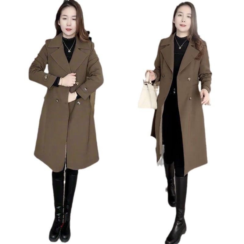 コート レディース 裏起毛 厚手 トレンチコート ミドル丈 上品 エレガント 高級感 おしゃれ 細見え ゆったり アウター 秋冬 通勤 オフィス 普段使い ポリ...