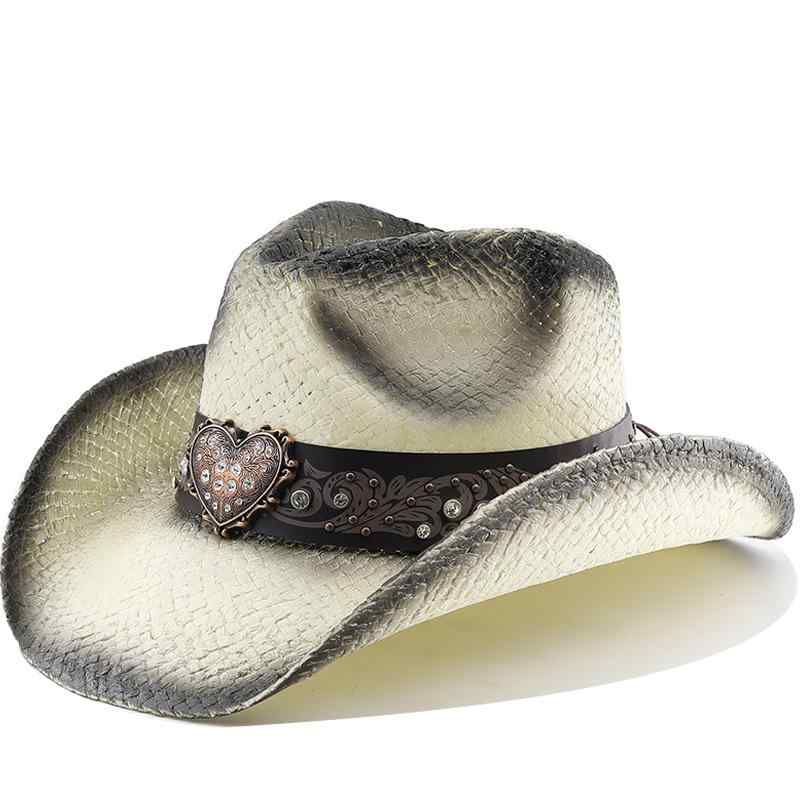 麦わら帽子 メンズ レディース ラインストーンベルト ウエスタンハット テンガロンハット 夏用 アウト..