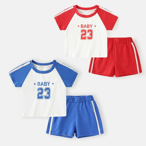 セットアップ ベビー キッズ 男の子 女の子 1歳 2歳 3歳 半袖 Tシャツ 綿 コットン 薄手 涼しい スポーツウェア 運動着 普段着 ルームウェア カジュアル 赤 青 レッド ブルー 春夏 セットアップ ベビー キッズ 男の子 女の子 1歳 2歳 3歳 半袖 Tシャツ 綿 コットン 薄手 涼しい スポーツウェア 運動着 普段着 ルームウェア カジュアル 赤 青 レッド ブルー 春夏