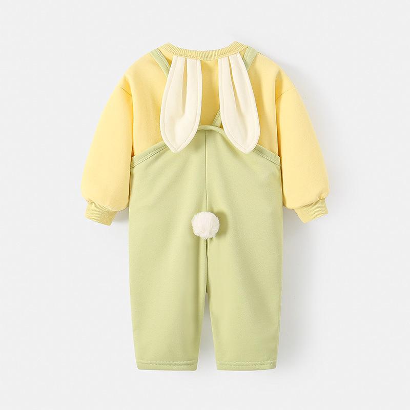 キッズ 女児 セットアップ うさ耳 しっぽ フード付き 春 長袖 スウェット トレーナー サロペット オー..