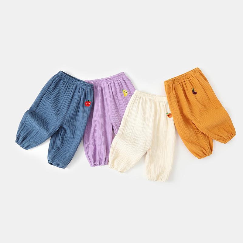 パンツ ベビー キッズ 男女兼用 夏 サマー 虫よけ 防蚊 薄手 軽量 綿 コットン キャラクター柄 カジュアル ロング丈 ゴムウエスト 普段使い 部屋着 ミドルウエスト