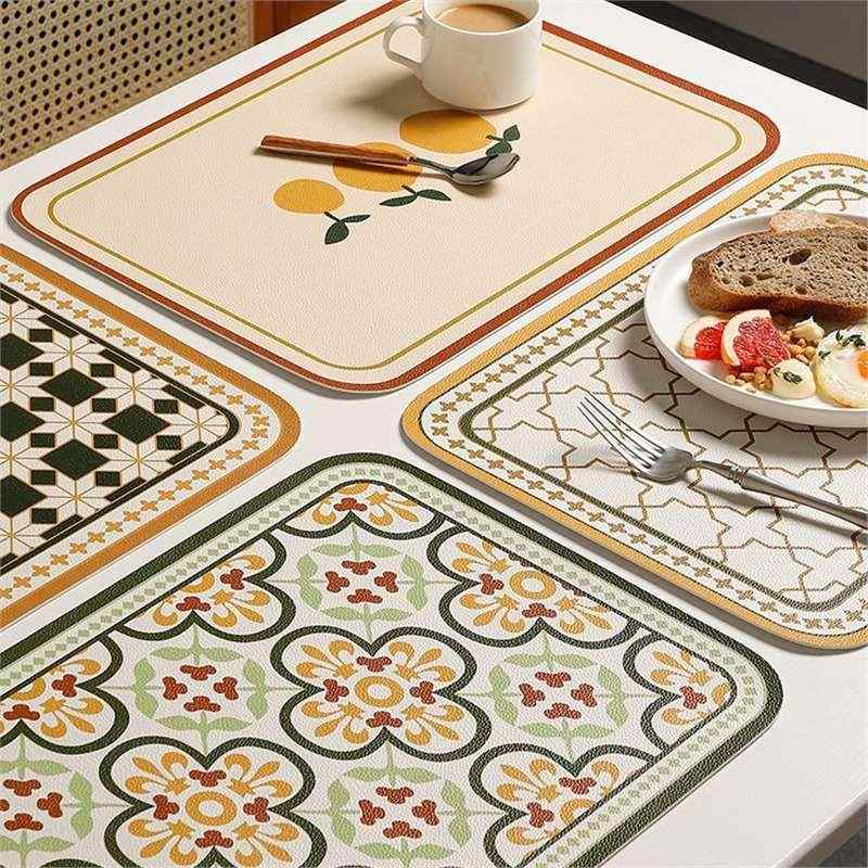 ランチョンマット テーブルマット レザー 合皮 撥水 耐熱 油汚れ防止 アメリカン ライトラグジュアリー 高級感 インスタ映え 食卓 ダイニング