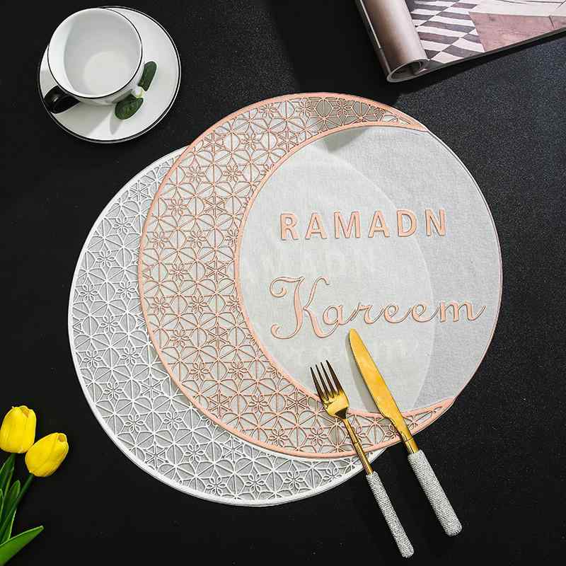 ランチョンマット PVC プレースマット テーブルマット 防水 耐熱 断熱 防汚 箔押し加工 ムーン 無地 おしゃれ かわいい 高見え モダン シンプル インテリア 食卓 ダイニング 花瓶敷き 円形 ゴールド シルバー ローズゴールド