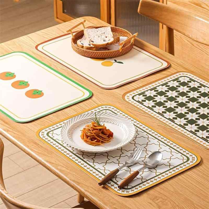 ランチョンマット 高級感 上品 ヨーロピアン 北欧風 レザー 革 防水 防油 撥水 防汚 拭き取り可能 お手入れ簡単 断熱 耐熱 家庭用 食卓用 テーブルマット ダイニング