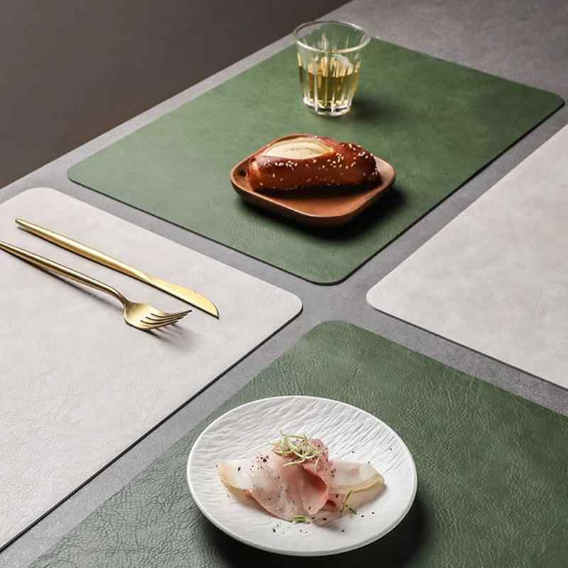 ランチョンマット レトロ フレンチスタイル 高級感 牛革調 リバーシブル 合皮 防水 プレースマット ホテル仕様 ダイニング 食卓 スクエア バイカラー