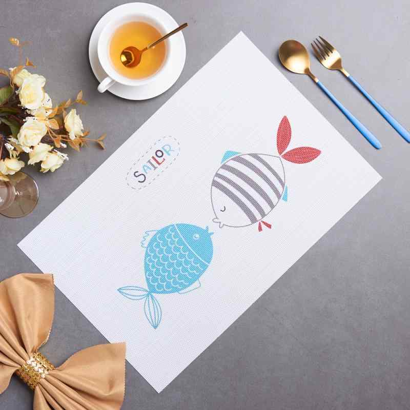 ランチョンマット イースター うさぎ イースターエッグ カラフルプリント PVC素材 断熱 耐熱 食卓敷き デスク用 サイドテーブル用 長方形