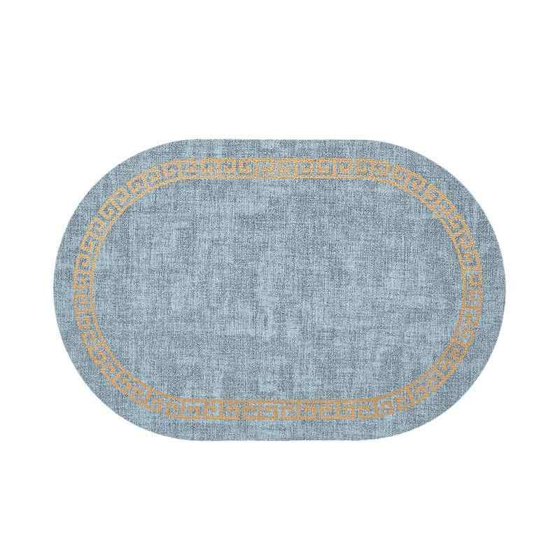 ランチョンマット 楕円形 レザー 合皮 北欧風 おしゃれ 花柄 布調 高級感 テーブルマット プレースマット 食卓マット 耐熱 防水 防油 防汚 滑り止め ダイニング キッチン 食事用 ブルー系 グレー ベージュ レッド グリーン系