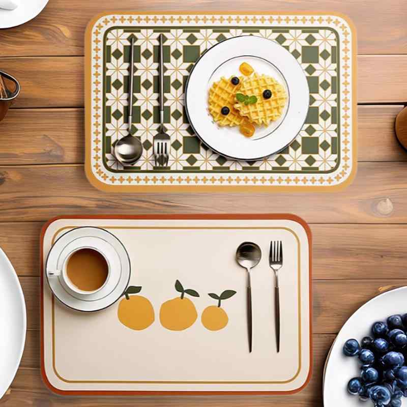 ランチョンマット レザー 花柄 アメリカンレトロ 田園風 スクエア 正方形 高級感 断熱 耐熱 防水 防油 滑り止め 食卓用 プレースマット テーブルマット おしゃれ