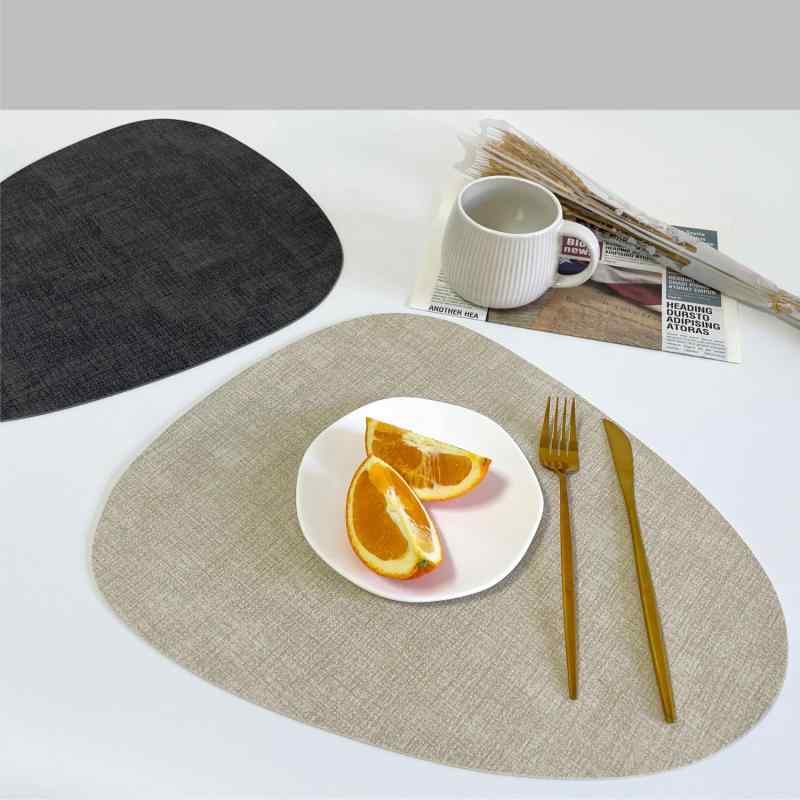 ランチョンマット 和風 布目調 フェイクレザー 両面仕様 断熱 耐熱 防汚 防水 防油 不規則形 テーブルマット ダイニング キッチン 多色展開